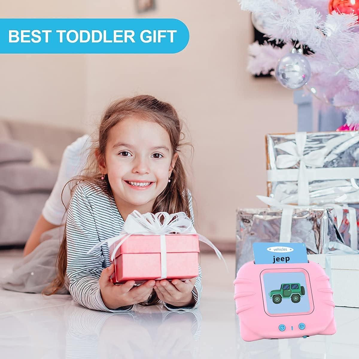 Talking Flash Cards Learning Toys, English Words Learning Card Machinee for Kids,Device with Flash Cards Spelling Game Gifts for Preschool Kids Boys Girls Toddlers Age 2 3 4 5