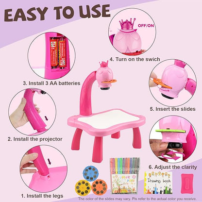 LED Projector Art Painting Table for Kids